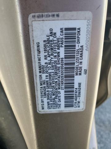 2T1KR32E63C056396 - 2003 TOYOTA COROLLA MA XR GOLD photo 12