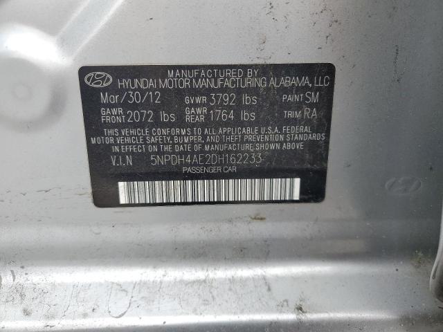 5NPDH4AE2DH162233 - 2013 HYUNDAI ELANTRA GLS SILVER photo 12