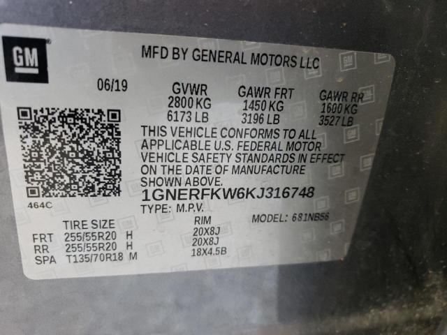 1GNERFKW6KJ316748 - 2019 CHEVROLET TRAVERSE LS GRAY photo 13