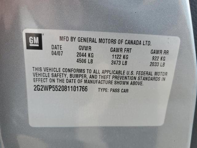 2G2WP552081101766 - 2008 PONTIAC GRAND PRIX 灰色 照片 12