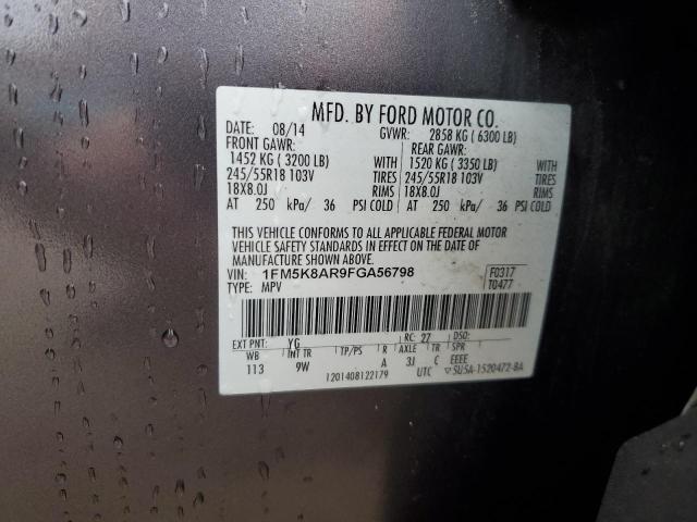 1FM5K8AR9FGA56798 - 2015 FORD EXPLORER POLICE INTERCEPTOR CHARCOAL photo 14