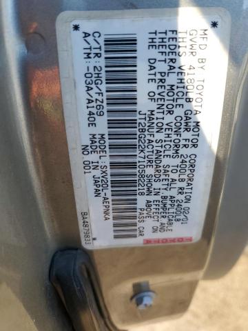 JT2BG22K710582218 - 2001 TOYOTA CAMRY CE GRAY photo 12