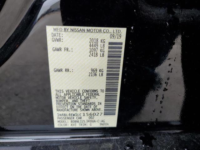 1N4BL4EW1LC156027 - 2020 NISSAN ALTIMA SL BLACK photo 12