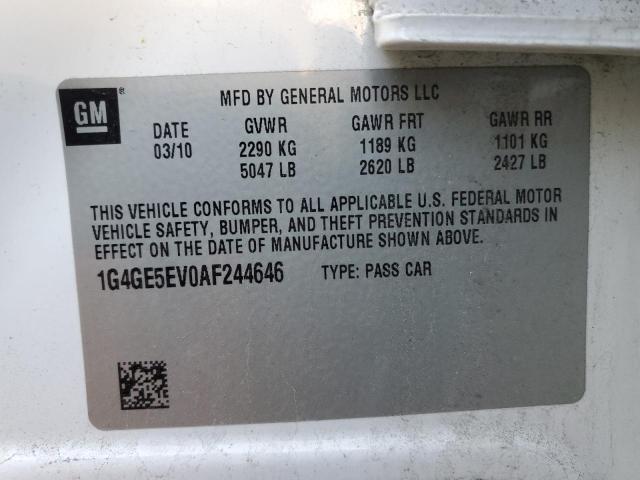 1G4GE5EV0AF244646 - 2010 BUICK LACROSSE CXS WHITE photo 13