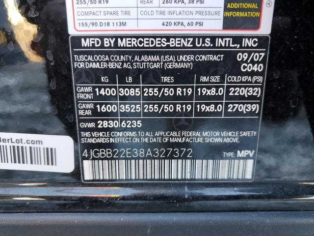 4JGBB22E38A327372 - 2008 MERCEDES-BENZ ML 320 CDI BLACK photo 13