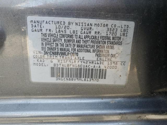 3N1CN8BV9ML813970 - 2021 NISSAN VERSA S GRAY photo 12