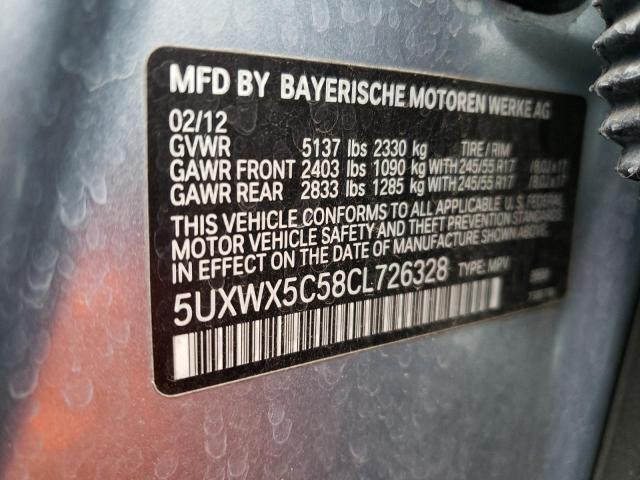 5UXWX5C58CL726328 - 2012 BMW X3 XDRIVE28I BLUE photo 12