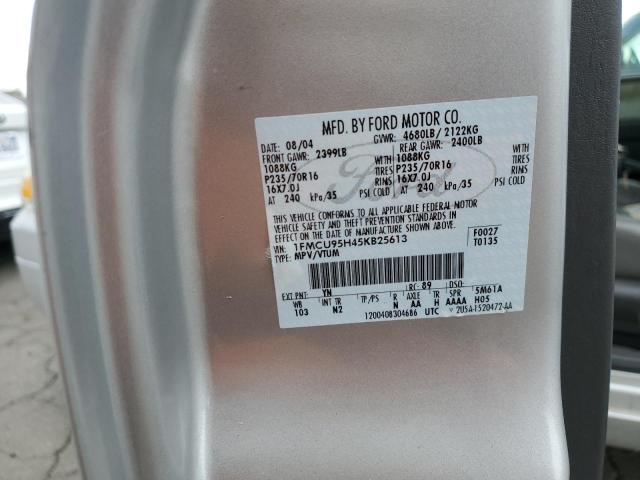 1FMCU95H45KB25613 - 2005 FORD ESCAPE HEV GRAY photo 12