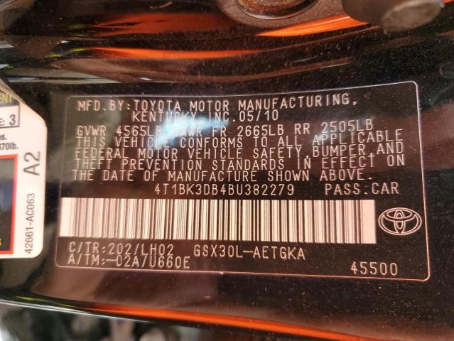 4T1BK3DB4BU382279 - 2011 TOYOTA AVALON BASE BLACK photo 13