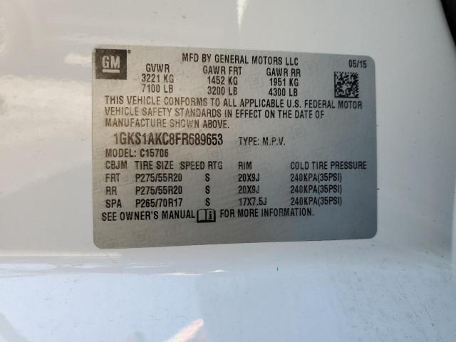 1GKS1AKC8FR689653 - 2015 GMC YUKON SLE WHITE photo 13