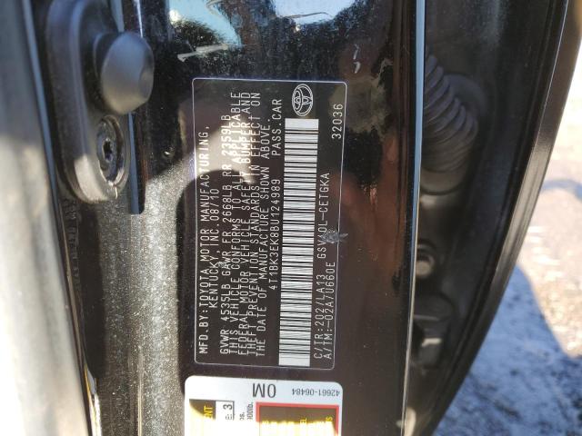 4T1BK3EK8BU124989 - 2011 TOYOTA CAMRY SE BLACK photo 12