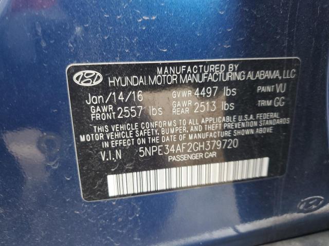 5NPE34AF2GH379720 - 2016 HYUNDAI SONATA SPORT BLUE photo 12