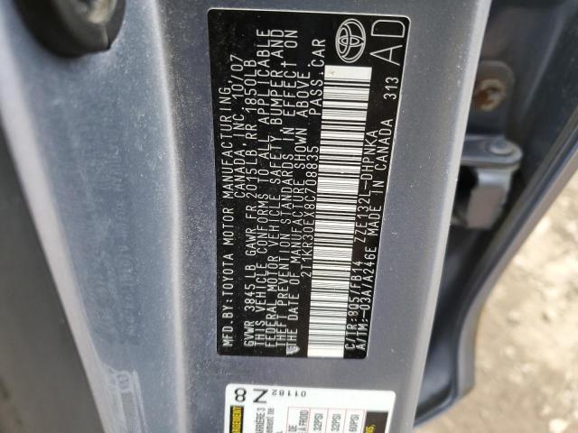 2T1KR30EX8C708835 - 2008 TOYOTA COROLLA MA XR BLUE photo 12