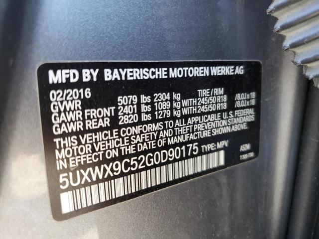 5UXWX9C52G0D90175 - 2016 BMW X3 XDRIVE28I GRAY photo 13