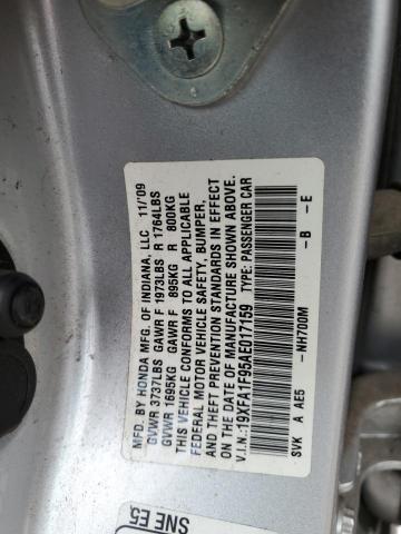 19XFA1F95AE017159 - 2010 HONDA CIVIC EXL SILVER photo 13