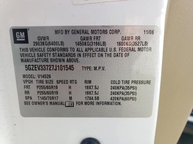 5GZEV33727J101545 - 2007 SATURN OUTLOOK SPECIAL 白色 照片 12