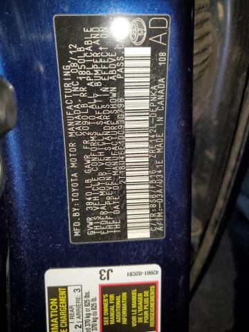 2T1BU4EE1DC930798 - 2013 TOYOTA COROLLA BASE Blau Foto 12