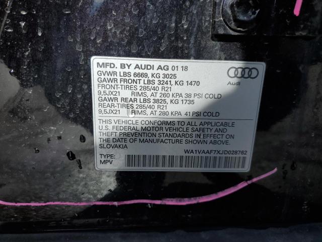 WA1VAAF7XJD028762 - 2018 AUDI Q7 PRESTIGE BLACK photo 14