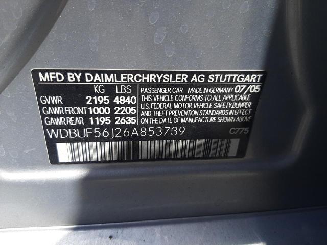 WDBUF56J26A853739 - 2006 MERCEDES-BENZ E 350 SILVER photo 10