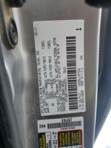 5TFUW5F1XHX642032 - 2017 TOYOTA TUNDRA DOUBLE CAB SR/SR5 SILVER photo 12