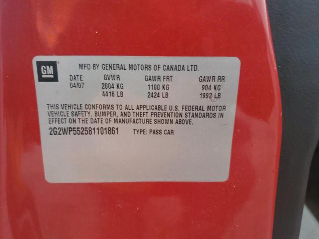 2G2WP552581101861 - 2008 PONTIAC GRAND PRIX 红色 照片 12