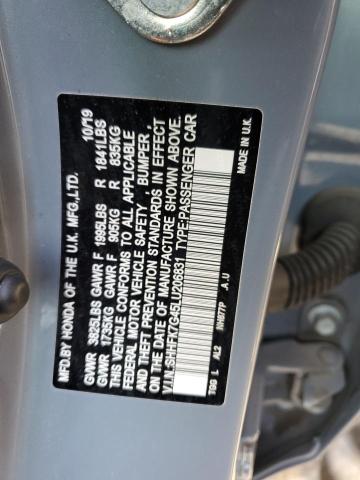 SHHFK7G45LU206831 - 2020 HONDA CIVIC SPORT 蓝色 照片 12