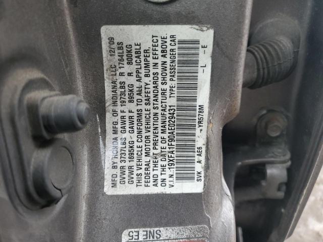 19XFA1F90AE029431 - 2010 HONDA CIVIC EXL GRAY photo 12