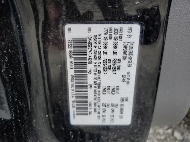 1D4HB58D74F144278 - 2004 DODGE DURANGO LIMITED BLACK photo 12