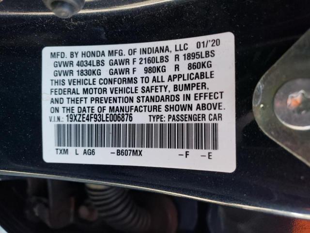 19XZE4F93LE006876 - 2020 HONDA INSIGHT TOURING CHARCOAL photo 12