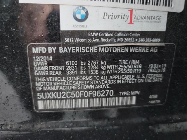 5UXKU2C50F0F96270 - 2015 BMW X6 XDRIVE35I BLACK photo 10