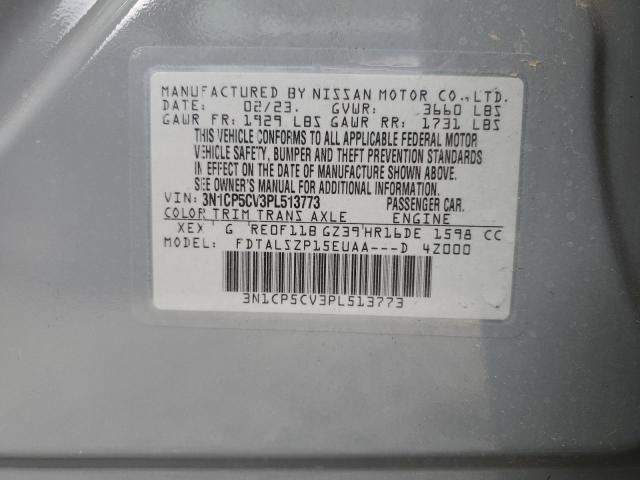 3N1CP5CV3PL513773 - 2023 NISSAN KICKS SV GRAY photo 13