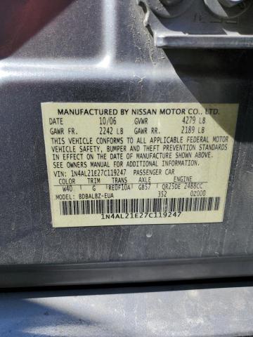 1N4AL21E27C119247 - 2007 NISSAN ALTIMA 2.5 GRAY photo 12