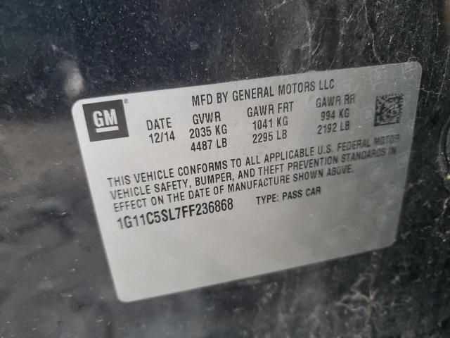 1G11C5SL7FF236868 - 2015 CHEVROLET MALIBU 1LT შავი ფოტო 12