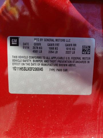 1G11H5SLXEF206845 - 2014 CHEVROLET MALIBU LTZ წითელი ფოტო 12