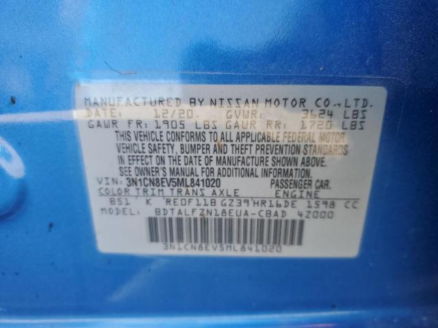 3N1CN8EV5ML841020 - 2021 NISSAN VERSA SV BLUE photo 13