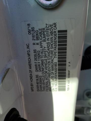 19UUB2F41KA001853 - 2019 ACURA TLX TECHNOLOGY 白色 照片 13