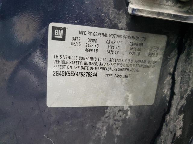 2G4GK5EX4F9278244 - 2015 BUICK REGAL BLUE photo 12