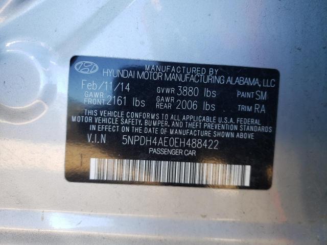 5NPDH4AE0EH488422 - 2014 HYUNDAI ELANTRA SE SILVER photo 12