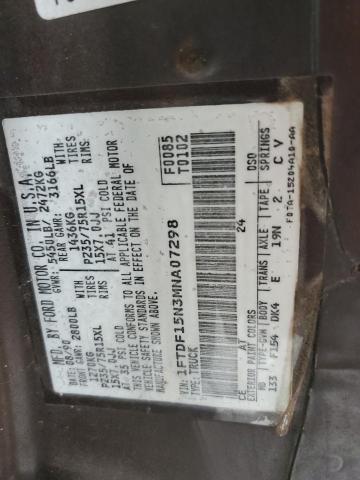 1FTDF15N3MNA07298 - 1991 FORD F150 TAN photo 12