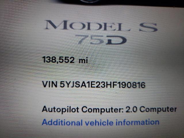 5YJSA1E23HF190816 - 2017 TESLA MODEL S BLUE photo 9