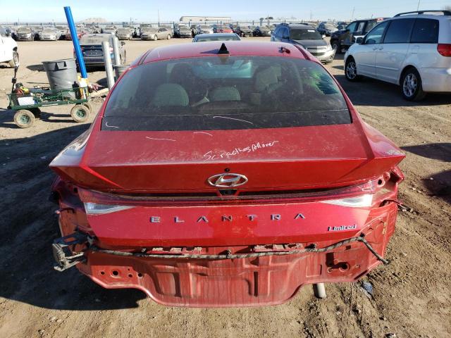 5NPLP4AGXNH077321 - 2022 HYUNDAI ELANTRA LIMITED RED photo 6