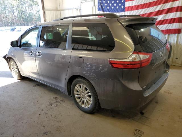 5TDYK3DC5FS554255 - 2015 TOYOTA SIENNA XLE GRAY photo 2