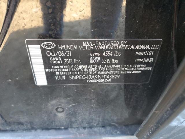 5NPEG4JA9NH143829 - 2022 HYUNDAI SONATA SE BLACK photo 12