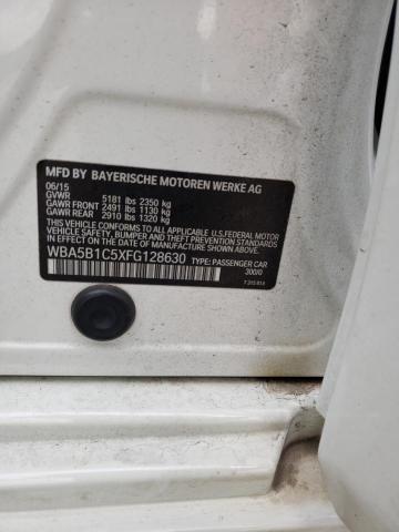 WBA5B1C5XFG128630 - 2015 BMW 535I I WHITE photo 12
