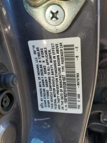 19XFB2F91EE061927 - 2014 HONDA CIVIC EXL გრაფიტი ფოტო 12