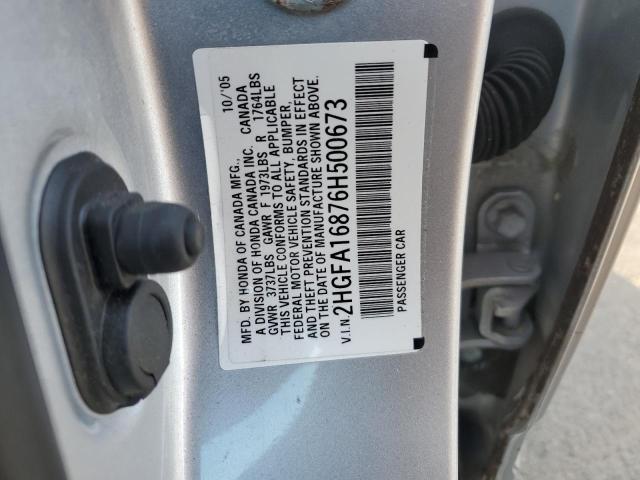 2HGFA16876H500673 - 2006 HONDA CIVIC EX SILVER photo 12