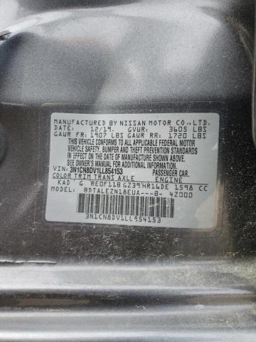 3N1CN8DV1LL854153 - 2020 NISSAN VERSA S SILVER photo 12