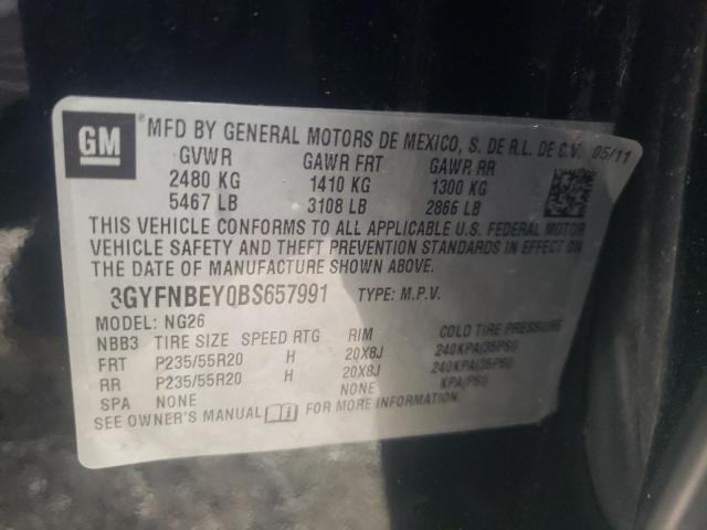 3GYFNBEY0BS657991 - 2011 CADILLAC SRX PERFORMANCE COLLECTION შავი ფოტო 12