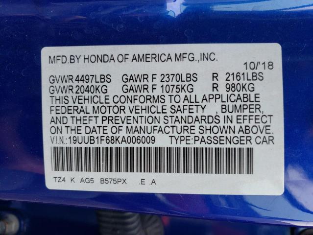 19UUB1F68KA006009 - 2019 ACURA TLX TECHNOLOGY BLUE photo 13