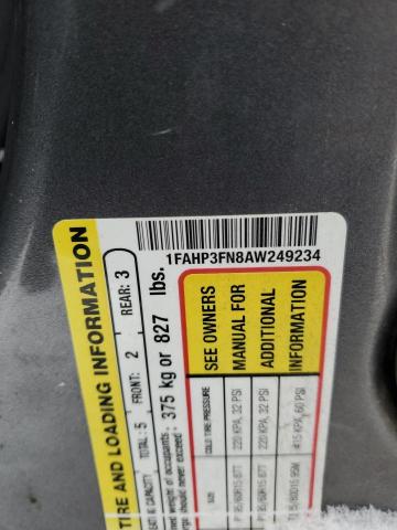 1FAHP3FN8AW249234 - 2010 FORD FOCUS SE GRAY photo 12